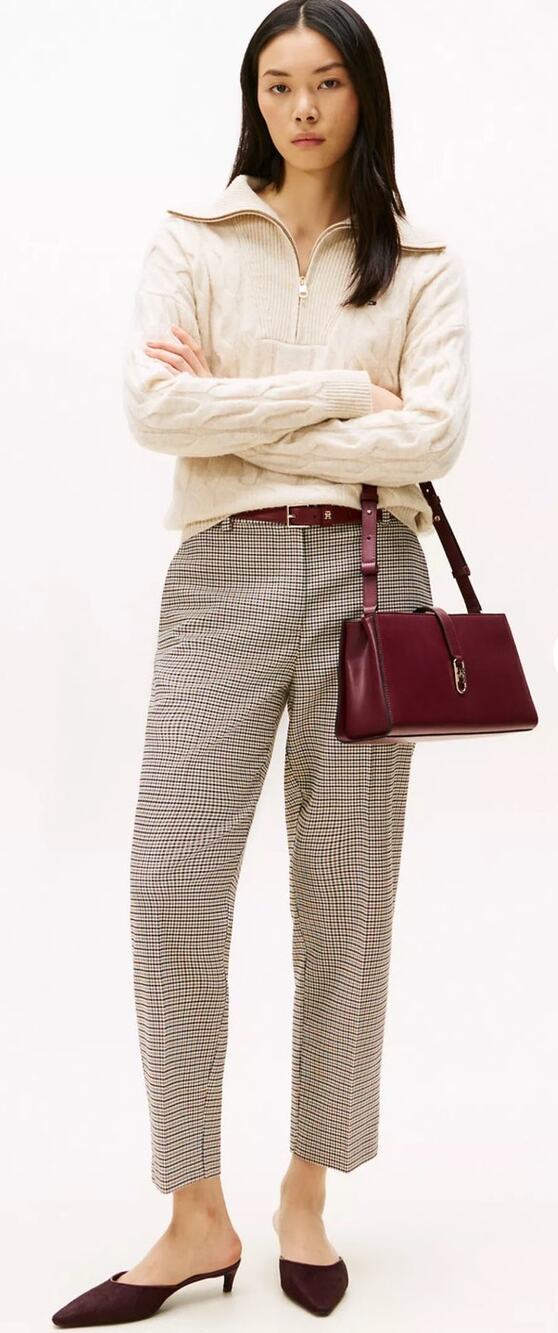 Tommy Hilfiger Slim Straight-Fit Houndstooth Pants Size 6